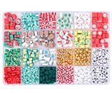 OBL10340183 - 软陶片+软陶+字母珠+隔珠+6mm金珠+线（24格）