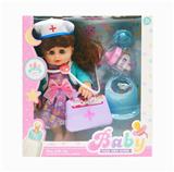 OBL10352921 - 14寸全身搪胶带音乐IC医生肥童娃娃 带医生帽+医药包+听诊器+奶瓶吸塑