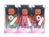 OBL10352923 - 14寸全身搪胶带音乐IC黑人肥童娃娃 带奶瓶 3款混