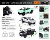 OBL10362690 - 英文1:24压铸锌合金灯光音效特斯拉皮卡车模 6只/展示盒