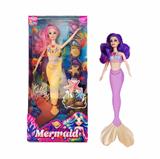 OBL10365531 - 开窗盒11.5寸实身新款 小美人鱼娃娃带灯光音乐(2款色混装)