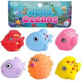 OBL10371263 - pvc卡头袋装6只全搪胶动物鱼【多款多色混装】