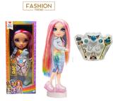 OBL10373852 - 高端饰品系列  16寸搪胶带灯光音乐主题曲Rainbow High惊喜彩虹高中带耳环，戒指，手提包。魔术棒 5件套