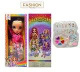 OBL10373859 - 高端彩妆系列 16寸硬吹瓶带灯光音乐主题曲Rainbow High惊喜彩虹高中带  美甲，发夹。彩妆油  5件套