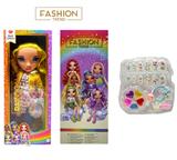 OBL10373862 - 高端彩妆系列 16寸硬吹瓶带灯光音乐主题曲Rainbow High惊喜彩虹高中带  美甲，发夹。彩妆油  5件套