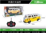 OBL10376956 - 1:30四通灯光复古巴士黄色遥控车
