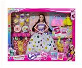 OBL10379355 - 11.5寸实心芭比娃娃活动关节(3.5寸小凯丽+精致包包+蛋糕吸塑+7件衣服）套装