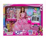 OBL10379356 - 11.5寸实心芭比娃娃活动关节(水滴耳环吸塑+贝壳包包+手捧气球+梳妆台桌椅+4件衣服）套装