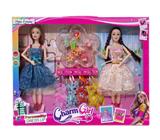 OBL10379358 - 11.5寸实心芭比娃娃活动关节姐妹装(大脚）（鞋子+戒指发饰吸塑+4件衣服）套装