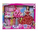 OBL10380965 - 11.5寸实心芭比娃娃活动关节(指甲吸塑+旅行箱+兔耳风扇+猫咪+8件衣服）套装