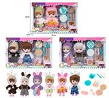 OBL10381497 - 7寸全身搪胶3D眼时尚萌娃娃带配件（2只装）