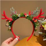 OBL10387175 - 红色鹿角绿色小草圣诞发箍