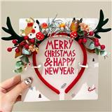 OBL10387180 - 绿色鹿角莓果榛果圣诞发箍