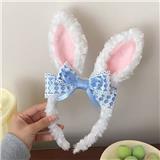 OBL10387224 - 蓝网格结兔耳卡通毛绒发箍