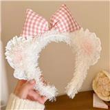 OBL10387329 - 白腮格子蝴蝶结毛绒发箍