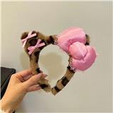 OBL10387360 - 豹纹粉结毛绒发箍