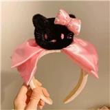 OBL10387365 - 蝴蝶结黑猫毛绒发箍