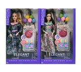 OBL10389665 - 11.5寸9关节实身时尚芭比 带草莓汽球+帽子+耳环 2款混