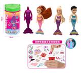 OBL10393531 - 第8代7寸实身红砖石变色美人鱼凯莉主题。带皇冠发夹。梳子，镜子 3款混装