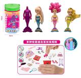 OBL10393532 - 第8代7寸实身红砖石变色美人鱼凯莉主题。带皇冠发夹。梳子，镜子 3款混装