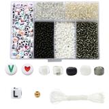 OBL10400862 - 3mm米珠+字母珠+4mm金珠+线6格