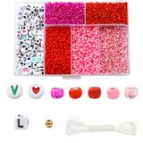 OBL10400863 - 3mm米珠+字母珠+4mm金珠+线6格