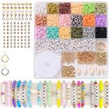 OBL10400885 - 软陶+字母珠+隔珠+贝壳+耳钩耳圈+龙虾扣包扣圈线26格