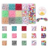 OBL10400889 - 3mm米珠+字母珠+彩珠+6mm圆珠+线 15格