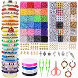 OBL10400917 - 字母珠+软陶片+隔珠+吊坠/贝壳+剪刀镊子线+龙虾扣包扣圈24格