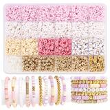 OBL10400920 - 4/6mm金珠/珍珠+字母珠+隔珠+软陶片+线 24格