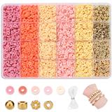 OBL10400925 - 软陶片+6mm金珠+隔珠+线 24格