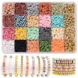 OBL10400927 - 软陶片+6mm金珠+隔珠+线 24格