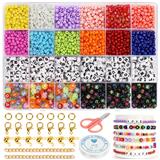 OBL10400932 - 4mm米珠+字母珠+剪刀线+龙虾扣包扣圈链（24格）