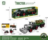 OBL10401151 - 灯光音效,惯性带夹农夫车头+木条拖板后斗