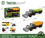 OBL10401160 - 2个灯光音效,惯性带夹农夫车头+自缷后斗+拖板后斗