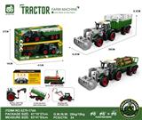 OBL10401167 - 2个灯光音效,惯性带夹农夫车头+围栏后斗+朩条拖板后斗