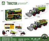 OBL10401168 - 2个灯光音效,惯性带夹农夫车头+围栏后斗+朩条拖板后斗