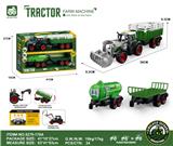 OBL10401171 - 灯光音效,惯性带夹农夫车头+围栏后斗+灌水后斗+拖板后斗