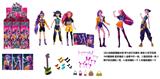 OBL10402341 - K-POP 猎魔女团动画版11.5寸9关节实身带七彩灯光主题曲Rumi鲁米打歌芭比带金貂卡片一张带摇滚吉他带发夹带手提包3款9PC混装