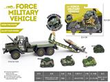 OBL10408503 - 军事回力仿真三开门拖板车+合金迷彩坦克/战机