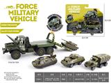 OBL10408504 - 军事回力仿真三开门拖板车+迷彩坦克/战艇合金车
