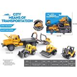 OBL10408509 - 工程回力仿真三开门拖板车+仿真合金小工程车