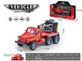 OBL10408514 - 消防车平底回力仿真旋转吊钩小卡车三开门玩具车