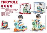 OBL10413605 - 旋转特技电动三轮车坐卡通人物
（人物关节可调节）+灯光+音乐，
两色混装，3AA不包电