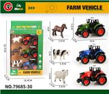 OBL10414107 - 3只装合金回力农夫车+3动物