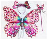 OBL10416178 - 印钻石双层蝴蝶翅膀三件套