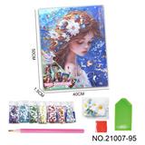 OBL10417257 - 女孩-点钻相框5D立体花钻石画(40x50CM)