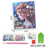 OBL10417258 - 美丽女孩-点钻相框立体花5D钻石画(40x50CM)
