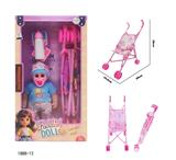 OBL10417544 - 12寸空身弯脚娃娃带音乐IC+推车+奶嘴+奶瓶