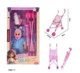 OBL10417549 - 12寸空身弯脚娃娃带音乐IC+推车+奶嘴+奶瓶